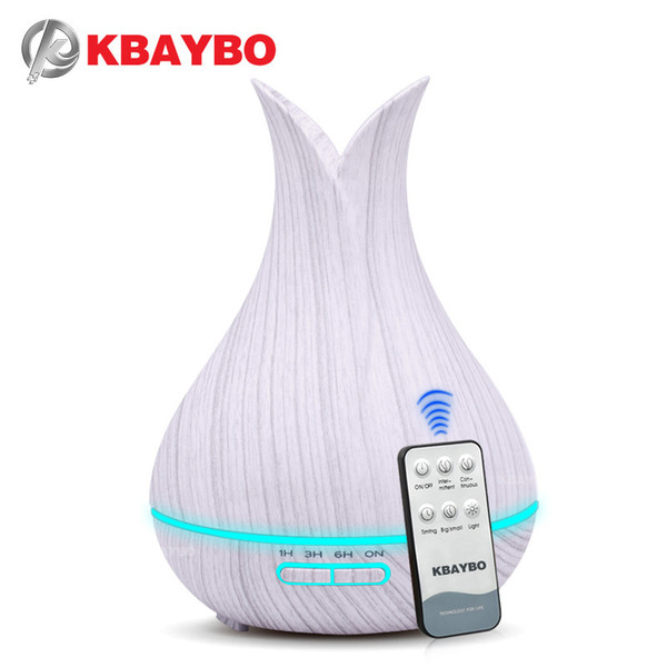 400ml air humidifier with remote control double leaf remote control white wood grain essential oil diffuser 7 color optional household