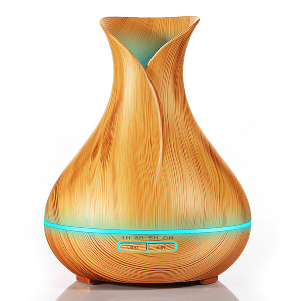 KBAYBO 400ml Aromatherapy Diffuser Ultrasonic Air Humidifier with Wood Grain Electric LED Lights Aroma Diffuser For Office