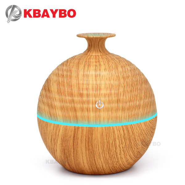 KBAYBO 130ml USB Evaporative Humidifier Aroma Diffusers Essential Oil Diffuser Aromatherapy mist maker LED Light Wood grain