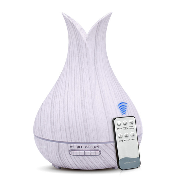 KBAYBO 400ml Air Humidifier with Remote Control White Wood Grain Essential Oil Diffuser 7 Color Optional Household