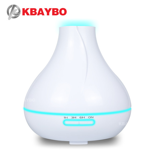 KBAYBO400ml ultrasonic air humidifier flat top drip humidifier white aromatic oil diffuser 7 color LED option aroma cold fog bedroom use