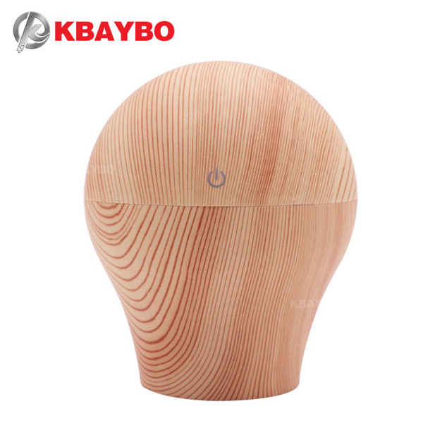 KBAYBO 250ml high round deep wood pattern aroma humidifier 7 soothing LED lights air purifier touch switch ultra quiet design USB connection