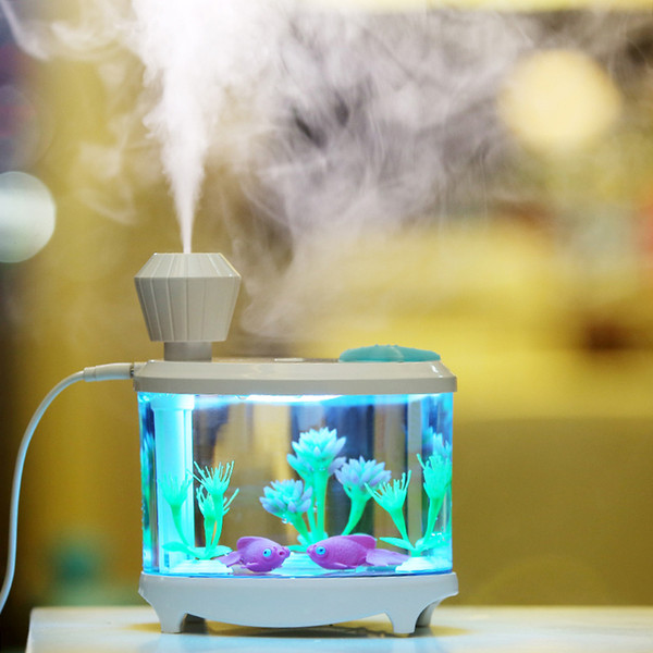 2019 New Fish Tank 460ml Humidifier with Colorful LED lights for aromatherapy diffuser ultrasonic essential oil diffuser with Big Capacity