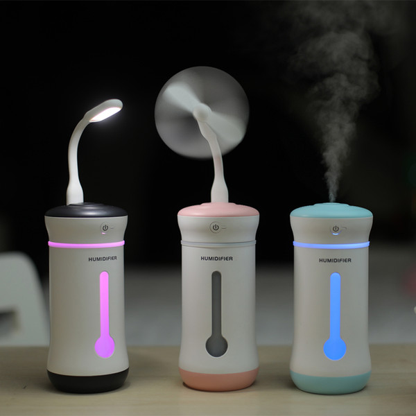 Free Shipping 300ml New 3 in 1 Air Humidifier with Mist Fan and Led Light Ultrasonic Essential Oil Diffuser for Home Office Car