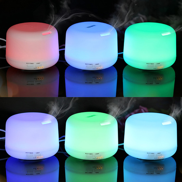 New 500ml/300ml Color Changable LED Light Essential Oil Aroma Diffuser Ultrasonic Air Humidifier Mist Maker for Home & Bedroom Free Shipping