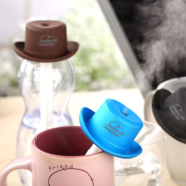 Free shipping Mini Cowboy Hat Humidifier Water Bottle Cap Air Diffuser Mist Maker Factory Wholesale Directly