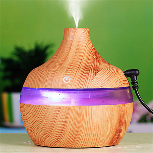 BEIJAMEI 2019 Home Wood Grain Air Humidifier Small Aroma Diffuser Essential Oil Humidificador 7 LED Night Light