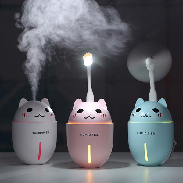 Mini Air Humidifier USB Aroma humidificador Diffusers Including Small LED Light and Mini Fan Humidifier Aromatherapy Diffusers USB