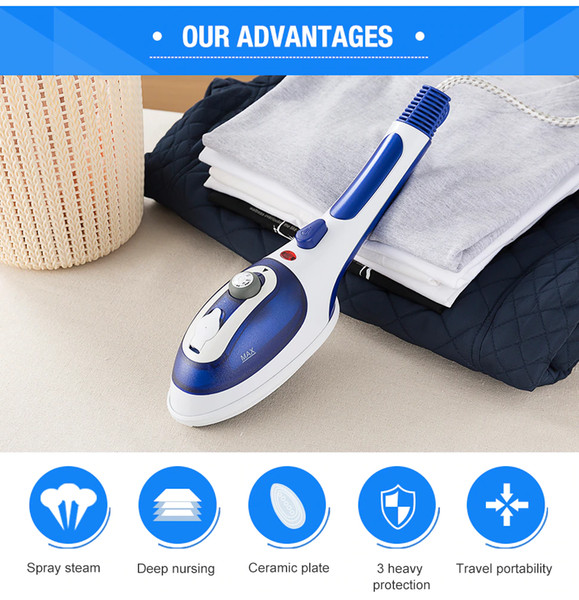 CKV-3 Handheld Garment Steamer Portable Home and Travel Fabric Steamer Fast Heat Up Removable Water Tank Steam Iron GS-01