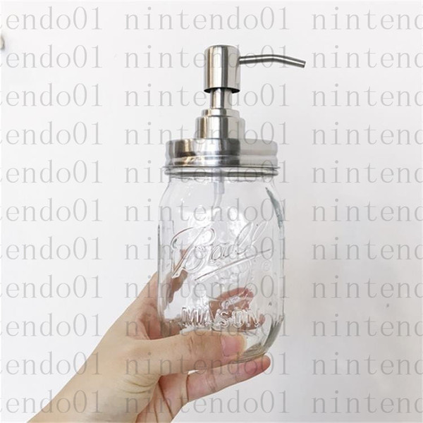 Liquid Soap Dispenser Pump Jar Lid Stainless Steel Mason Countertop Soap Lotion Dispenser For Bathroom