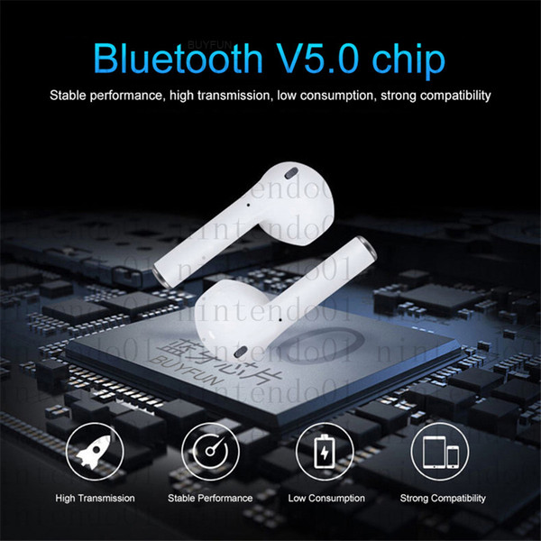 New i12 tws wireless bluetooth v5.0 chip earphone magnetic contact charging Earphones 3D Stereo Earbuds headphone with charger box