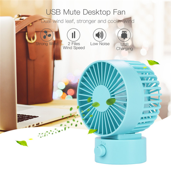 2019 Ultra-quiet Mini USB Desk Fan Silent Desktop Fan 2 Speed Adjustable Cooler Fan With Double Side Blades For Home Office Student