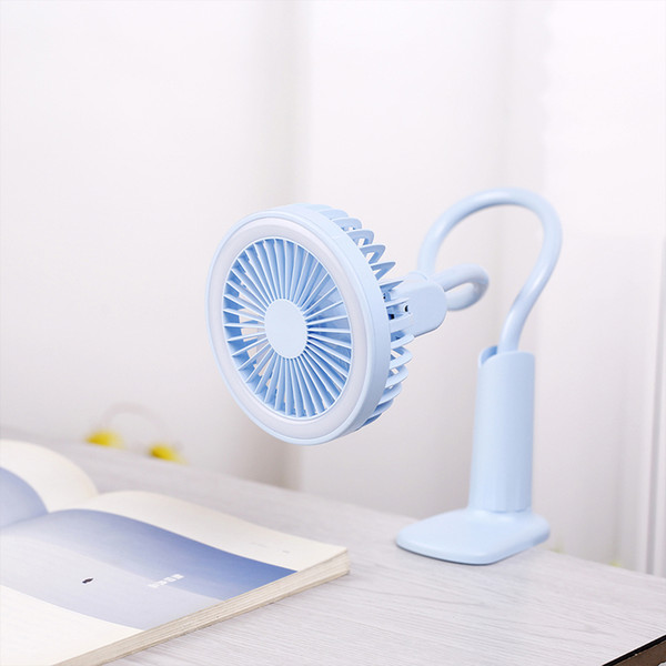 Portable USB Fan flexible with LED light 2 Speed Adjustable Cooler Mini Fan Handy Small Desk Desktop USB Cooling Fan for child