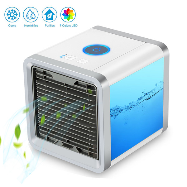 Fashion Portable Mini Air Conditioner air Cooling Fan With 7 Colors LED Lights USB Air Cooler Fan Humidifier Purifier