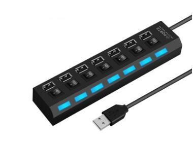 7 Ports LED USB Hub Splitter ON/OFF Switch Adapter Cable Computer Hub USB High Speed USB 2.0 Power Hub for Laptop PC Notebook