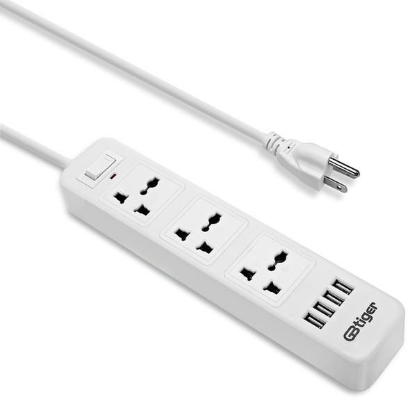 GBtiger 3 Outlets 4 USB Port Smart Charging Adapter Power Strip