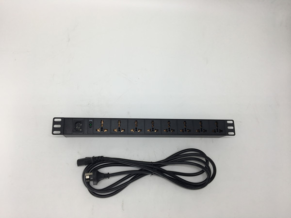 19 inch 8way cabinet PDU universal socket Power distributor output jack C14 input with Power lamp input current 16A input voltage 220v-250v