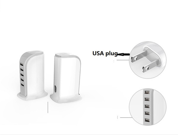 USB hubs 30W 6A 5 Port USB Charging Station Travel Charger Desktop Stand Charger US EU UK plug AC Power Strip Charger USB power adapter