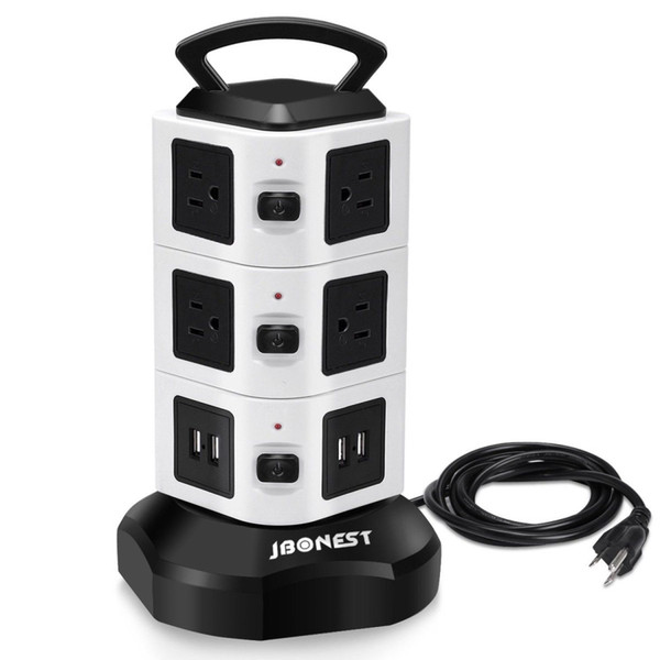 Stand Smart Power Charger 10 Outlet Surge Protector Power Strip with 4 Port USB Charging USB US EU Plug