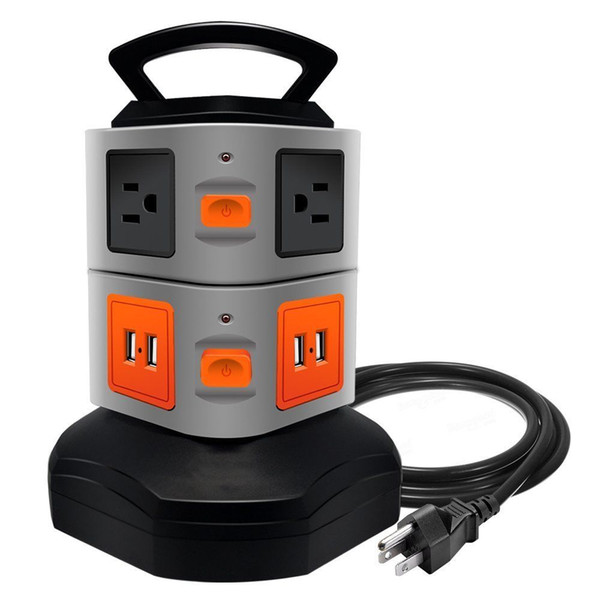 Stand Power Charger 6 Outlet Surge Protector Power Strip 4 Port USB Charging Ports with 6 Feet Cord