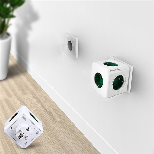 Super Mini Wall Socket Convenient EU Plug Wall Plug Outlets Power Cube Socket With 5 Outlets Adapter 250V 16A For Home/Office