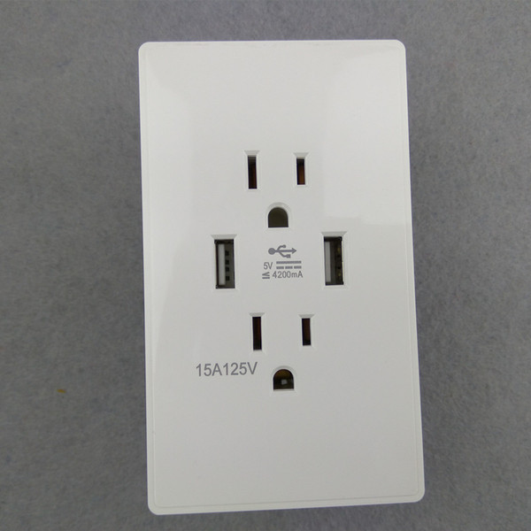 USB Output DC5V/4200mA USA Standard White PC Material surface wiredrawing finished 6 hole Home Electricity Power supply sockets