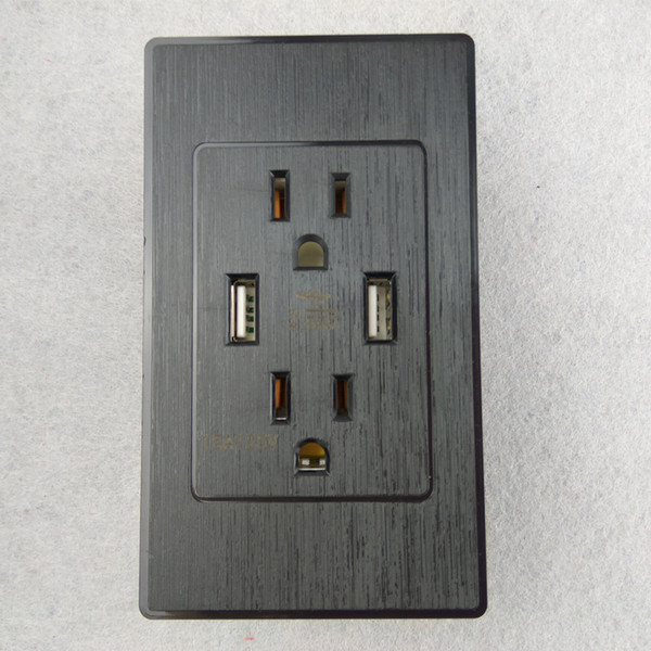 USB Output DC5V/4200mA USA Standard Black PC Material surface wiredrawing finished 6 hole Home Electricity Power supply outlet