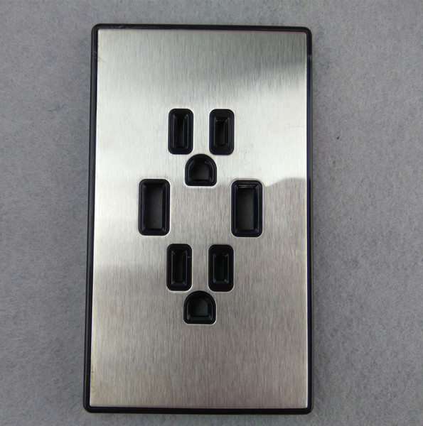 Stainless steel 304 surface wiredrawing finished USB Output DC5V/4200mA USA Standard 6 hole Household Electricity Power supply socket