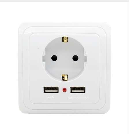 Minitiger New Arrival Wall Power Socket 16A EU Standard Outlet With 2400mA Dual USB Charger Port for Mobile Super Power 110-250V