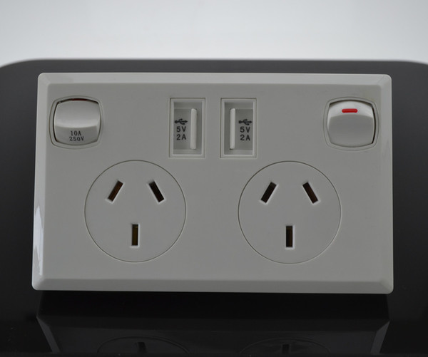 Australian Standard Fireproofing Antiflaming PC Material 6 hole Household Electricity Power supply sockets with USB port output