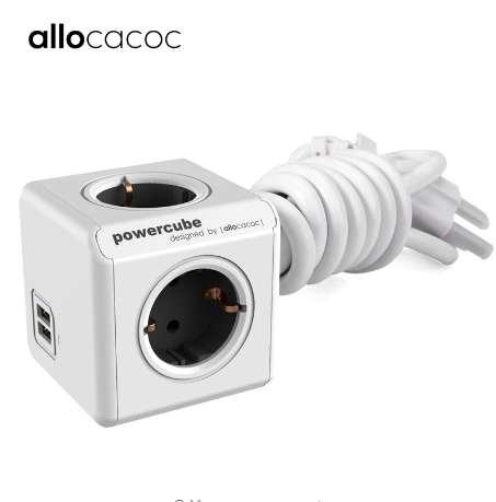 Allocacoc EU Power Strip Smart Home Extension Cable 1.5M 3M Powercube Socket multi Plug Charging 2 USB Ports travel Adapter home