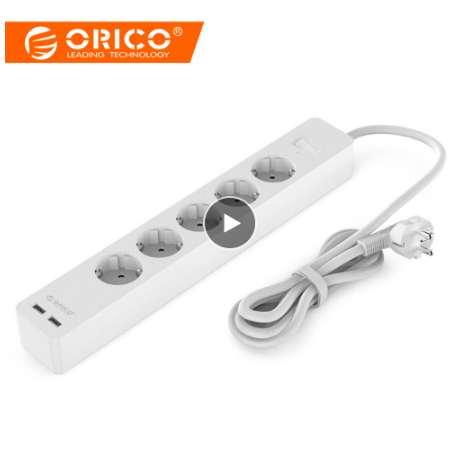 Orico EU plug Power Socket Strip 3/5 AC Power Sockets with 2 USB Charging Port Outlets USB Wall Socket EU Plug Extension Socket