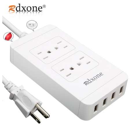 Power Strip with USB,Rdxone 4-Outlet Surge Protector Power bar with 4 USB 6ft Power Cord,1700J-white