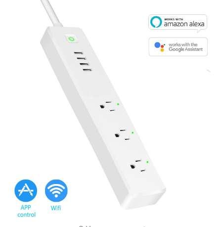 Smart Power Strip,WiFi Remote Control Surge Protector,Wireless 3 AC US Outlet,4 USB Ports 15A,Compatible with Alexa,Google Home