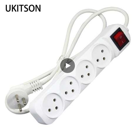 4 Ports Power Strip Sockets Portable White Color 16A 250V Extension Socket For Israel Electric Plug Wire Terminal Connector