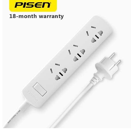 PISEN 3 Outlets Power Strip Electronic Smart Extension Socket EU Plug Charger Adapter Power Button Surge Protector