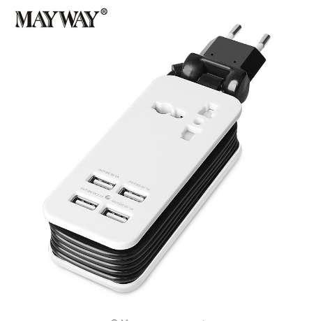 Fast Charging 4 Ports Wall Socket Universal USB Power Strip Portable Charger Travel Adapter Extension Cord Cable EU US Plug