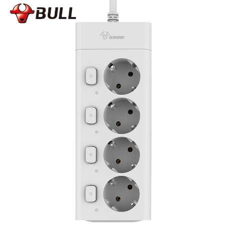 Bull 10A 2500W 3M Extension Lead Power Strip Extension Cord Individual Switched Eu Plug Power Strip Electrical Socket EU Plug