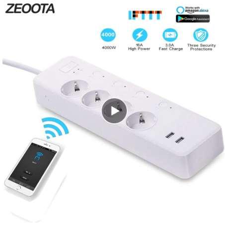 WiFi Smart Power Strip,Intelligent Plug,Wireless Timer,Remote Control by Smartphone for Android/iOS/Google Home/Amazon Alexa