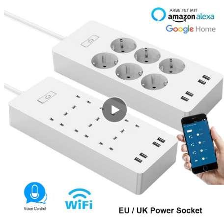 WiFi Smart Power Strip Surge Protector with 6 Sockets 4 USB Port Smart Life Control socket Timer Switch Compatible Alexa Google