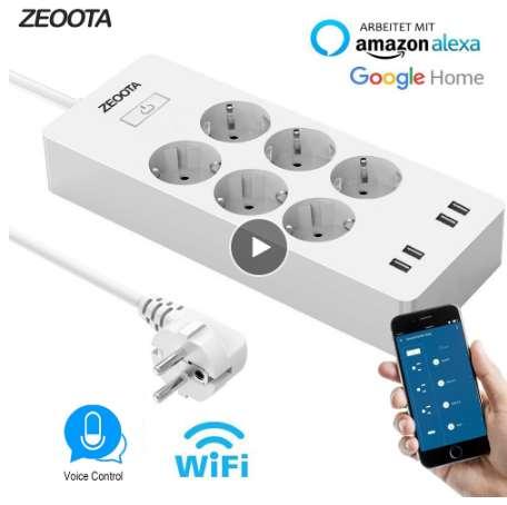 WiFi Smart Power Strip EU Surge Protector with 6 Socket 4 USB Port Smart Home Control Switch Compatible Alexa Google Assistant