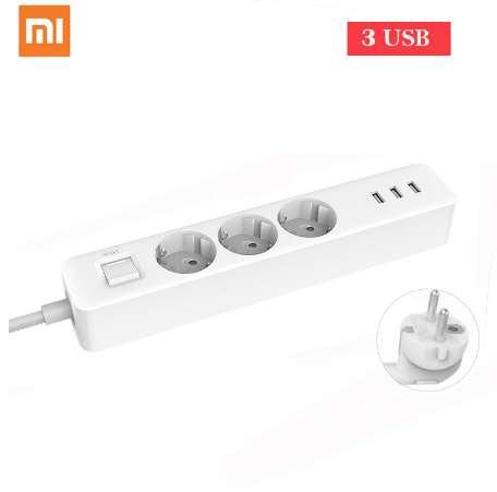 Original Xiaomi Mijia Power Socket Strip 3 Sockets 3 USB port Big Plug Outlet Extension Patch Board for Home Office Global