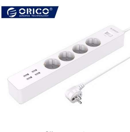 ORICO White USB Power Strip Home Office EU Surge Protector with 4 AC 4 USB Port 20W Chargers EU Plug 2500W Power Sockets