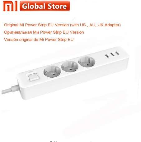 Original Xiaomi Power Socket Strip 3 USB 3 Port Charger Adapter Outlet Extension EU Plug Patch Socket