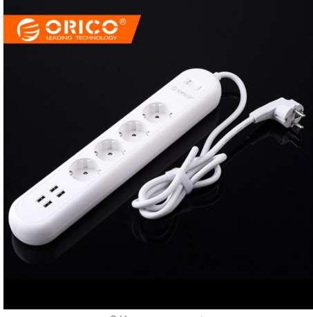 ORICO Smart USB Power Strip Socket EU Plug Overload Switch Surge Protector 4 Outlet with USB Charger 4 Ports-1.5M Power Cord