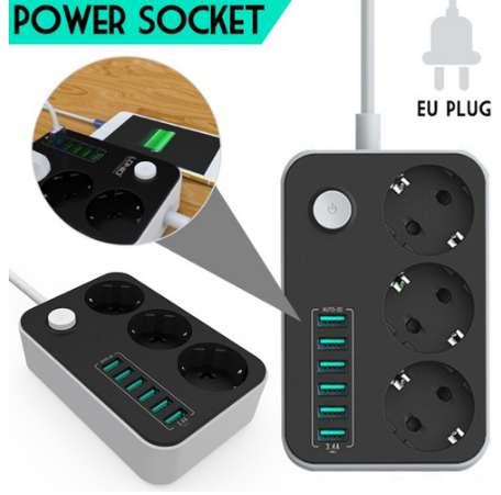 6 USB Ports Socket Charger Extension power strip Cord Charging Ports 2500W 10A Power Strips extension EU Plug Outlet for sockets