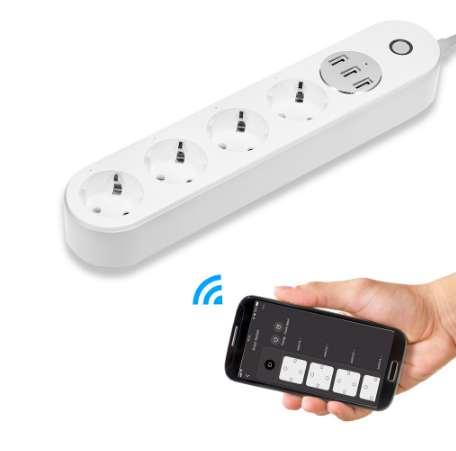 WiFi Socket Smart Power Strip Voice Control Timer Switch Power Strip Outlet with 4 AC Outlets 3 USB Port