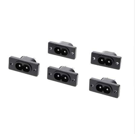 5 Pcs/Set IEC320 C8 2 Terminal Power Plug Inlet Socket AC 250V 2.5A Black