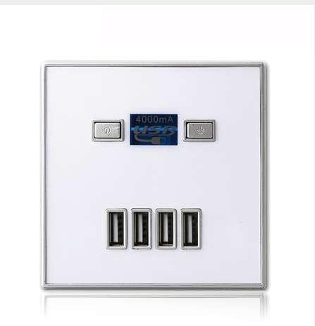 New Arrival High Quality 4-PORT quick charger home use wall socket Pow 220Ver USB Electrical Outlet 86*86mm 4000MA