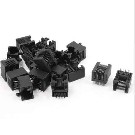 20pcs RJ45 8P8C Computer Internet Network PCB Jack Socket Black